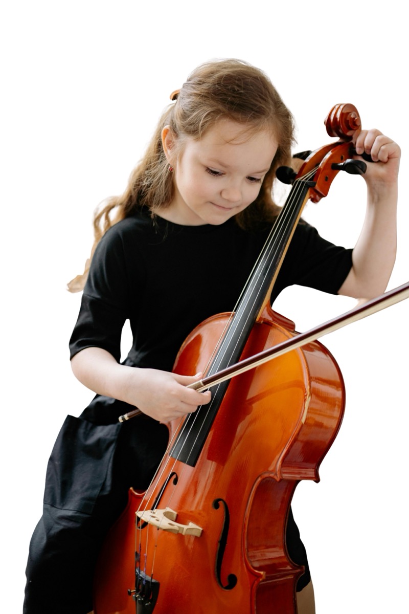 Cello student at Avviare Music Academy.